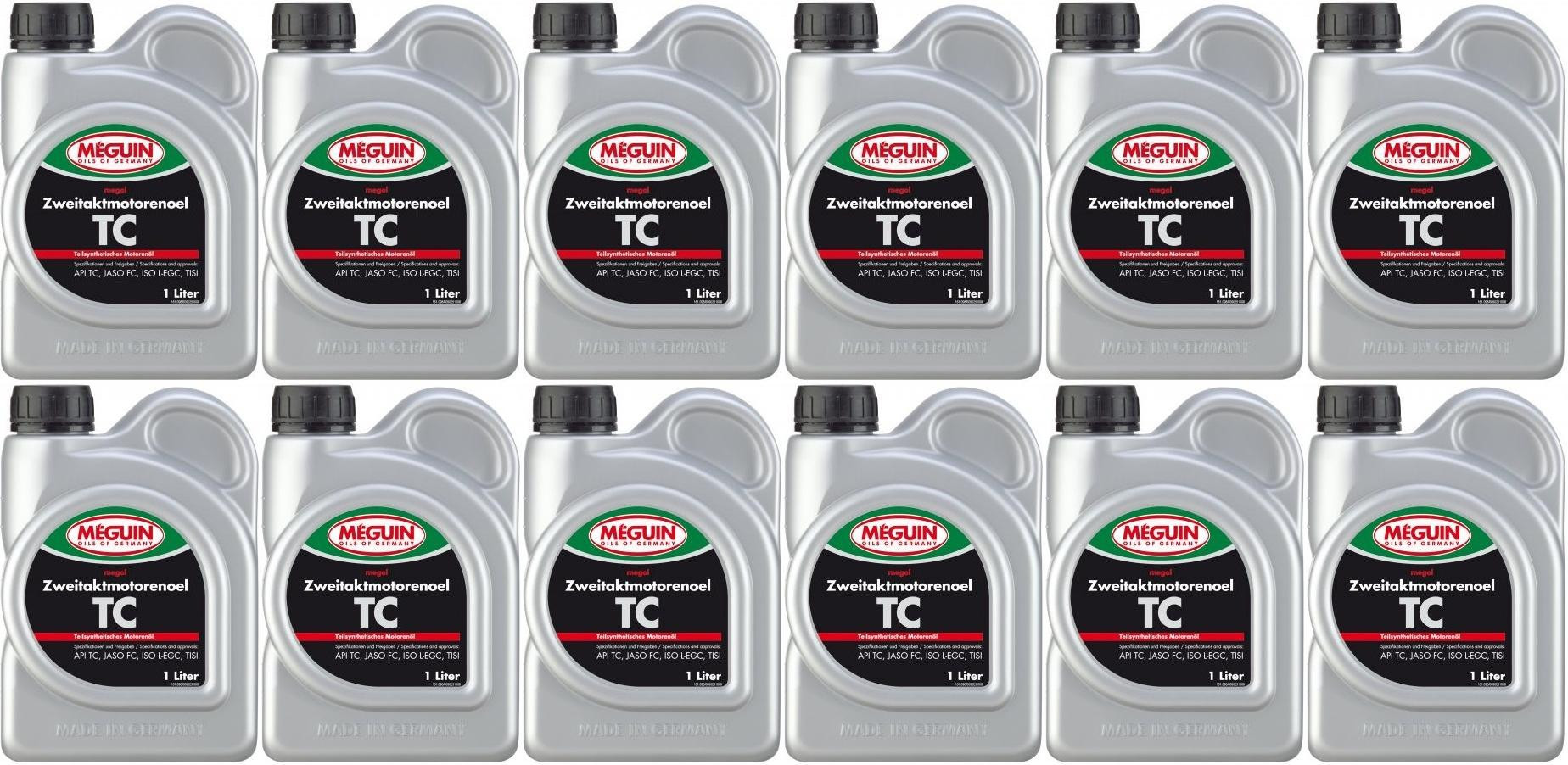 Meguin megol 9025 TC 2T teilsynthetisches Motorrad Motoröl 12x 1l = 12 Liter