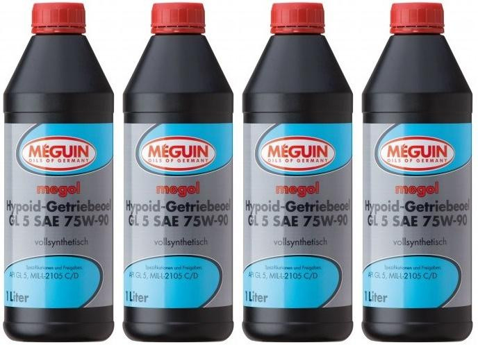 Meguin megol 4650 Hypoid-Getriebeöl GL5 SAE 75W-90 (vollsynth.) 4x 1l = 4 Liter