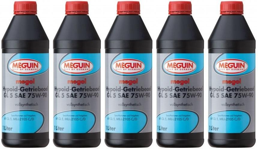 Meguin megol 4650 Hypoid-Getriebeöl GL5 SAE 75W-90 (vollsynth.) 5x 1l = 5 Liter
