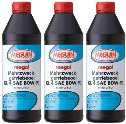 Meguin megol 4866 Mehrzweck-Getriebeöl GL4 SAE 80W-90 3x 1l = 3 Liter