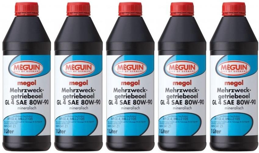 Meguin megol 4866 Mehrzweck-Getriebeöl GL4 SAE 80W-90 5x 1l = 5 Liter
