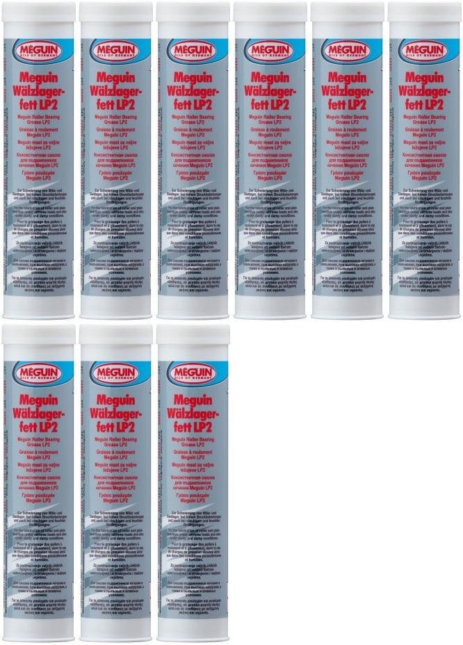Meguin 4769 Wälzlagerfett LP2 Fett Kartusche 9x 400 Gramm