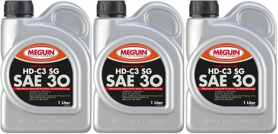 Meguin megol 4683 Motorenoel HD-C3 SG (single-grade) SAE 30 3x 1l = 3 Liter