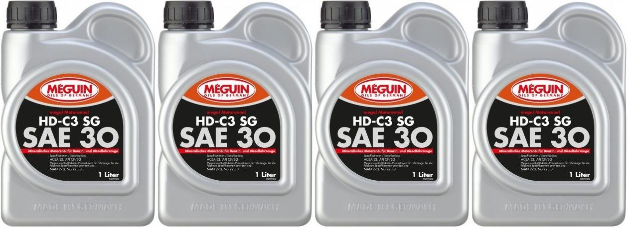 Meguin megol 4683 Motorenoel HD-C3 SG (single-grade) SAE 30 4x 1l = 4 Liter