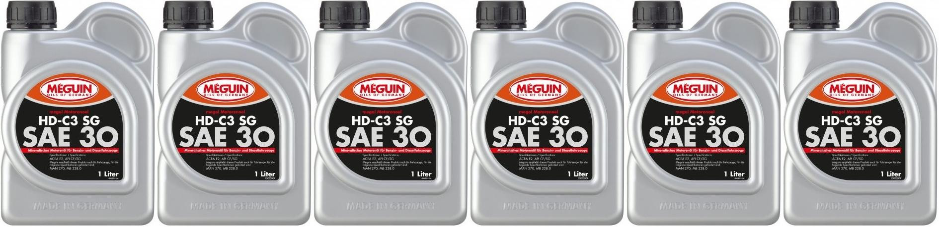 Meguin megol 4683 Motorenoel HD-C3 SG (single-grade) SAE 30 6x 1l = 6 Liter