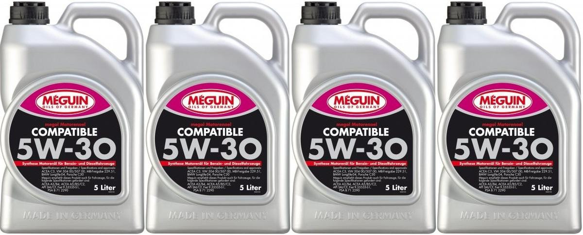 Meguin megol 6562 Motoröl Compatible SAE 5W-30 4x 5 = 20 Liter