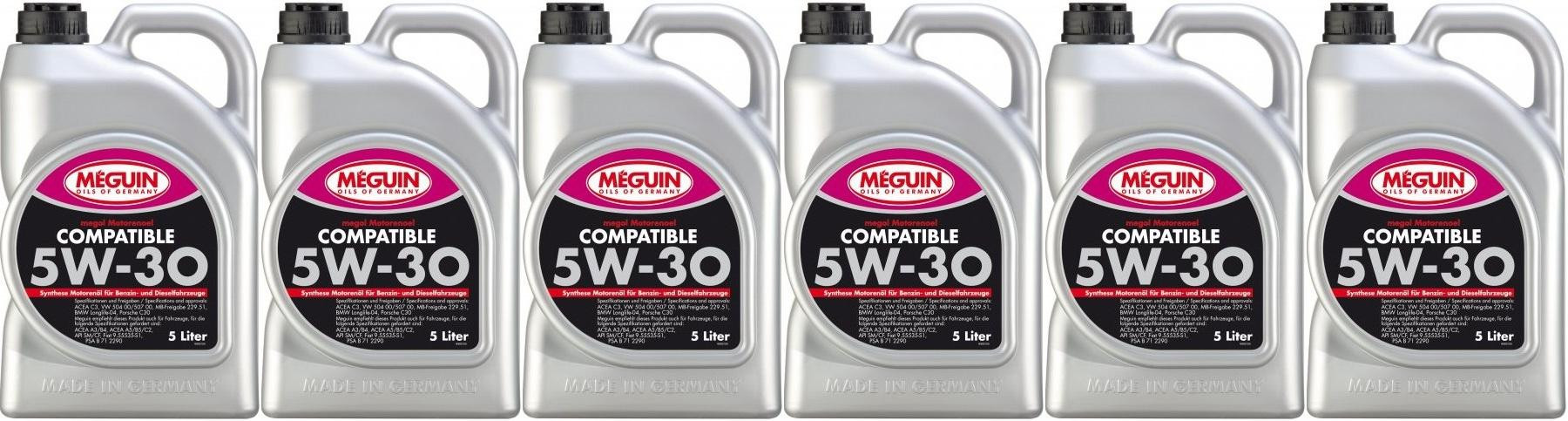 Meguin megol 6562 Motoröl Compatible SAE 5W-30 6x 5 = 30 Liter