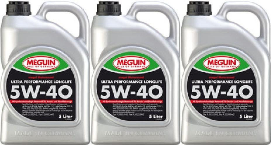 Meguin megol 6328 Motoröl Ultra Performance Longlife SAE 5W-40 3x 5 = 15 Liter
