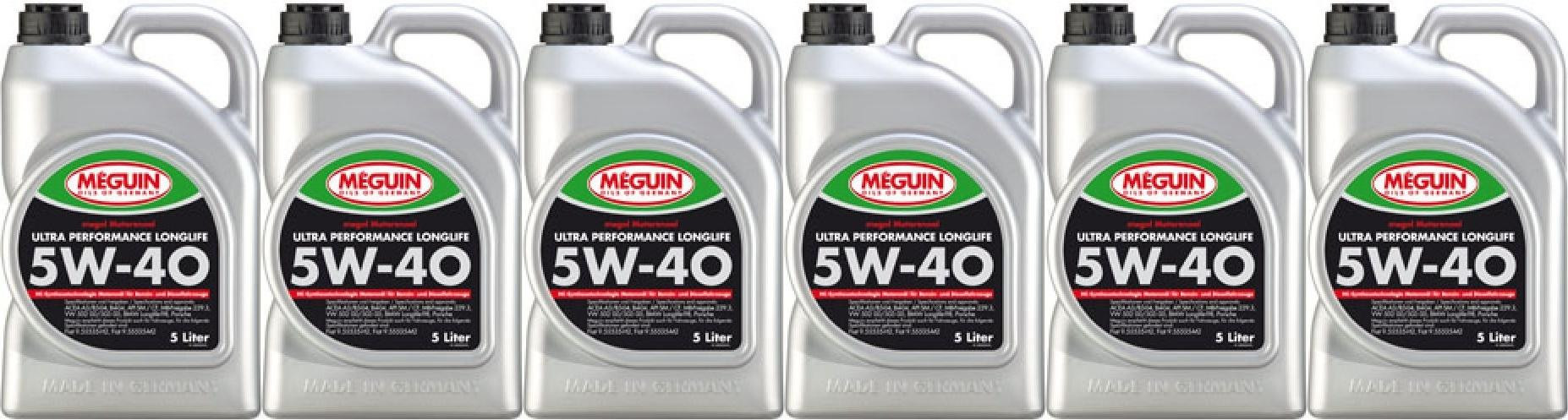 Meguin megol 6328 Motoröl Ultra Performance Longlife SAE 5W-40 6x 5 = 30 Liter