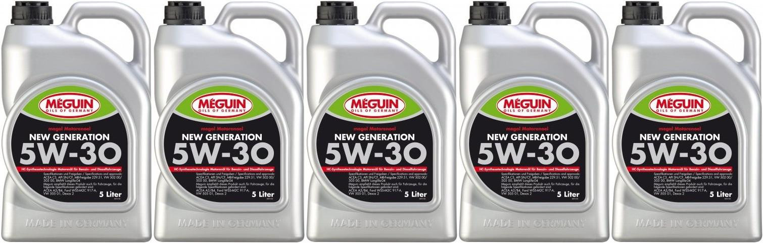Meguin megol 6513 Motoröl New Generation SAE 5W-30 5x 5 = 25 Liter