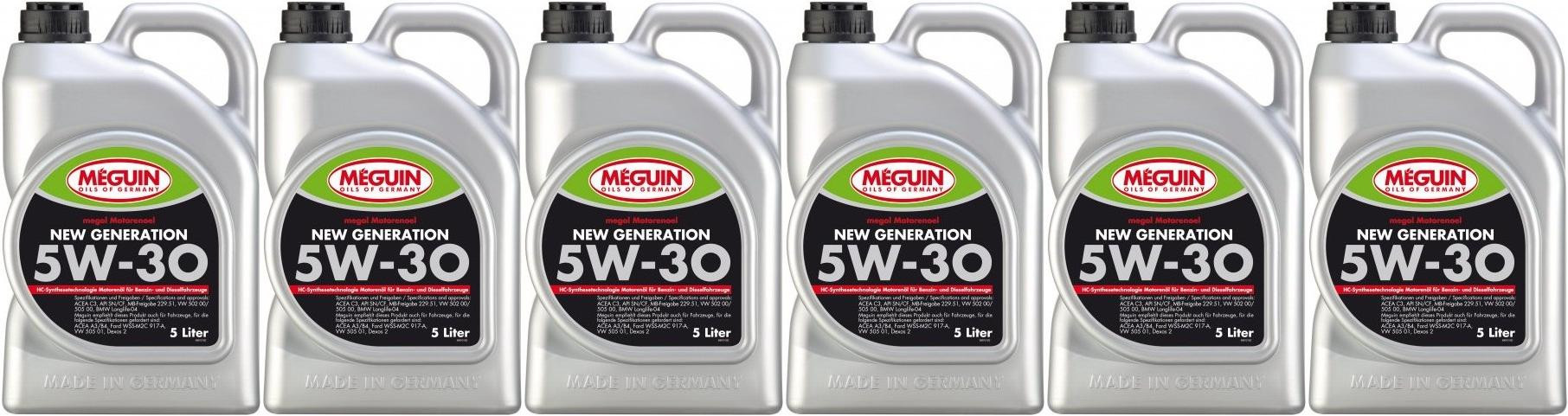 Meguin megol 6513 Motoröl New Generation SAE 5W-30 6x 5 = 30 Liter