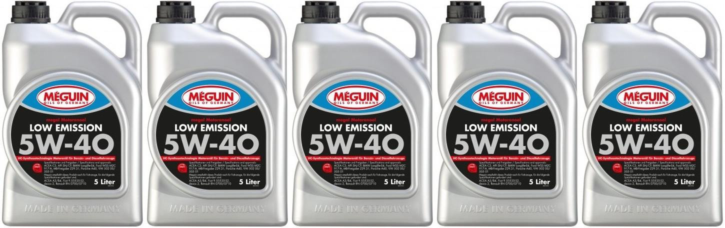Meguin megol 6574 Motoröl Low Emission SAE 5W-40 5x 5 = 25 Liter