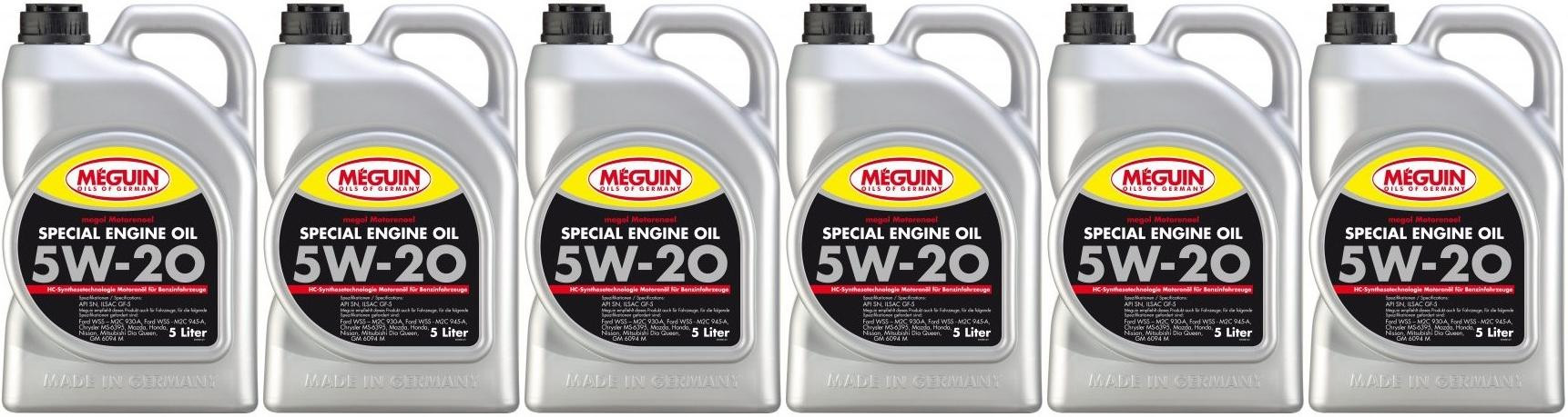Meguin megol 9499 Motoröl Special Engine Oil SAE 5W-20 6x 5 = 30 Liter