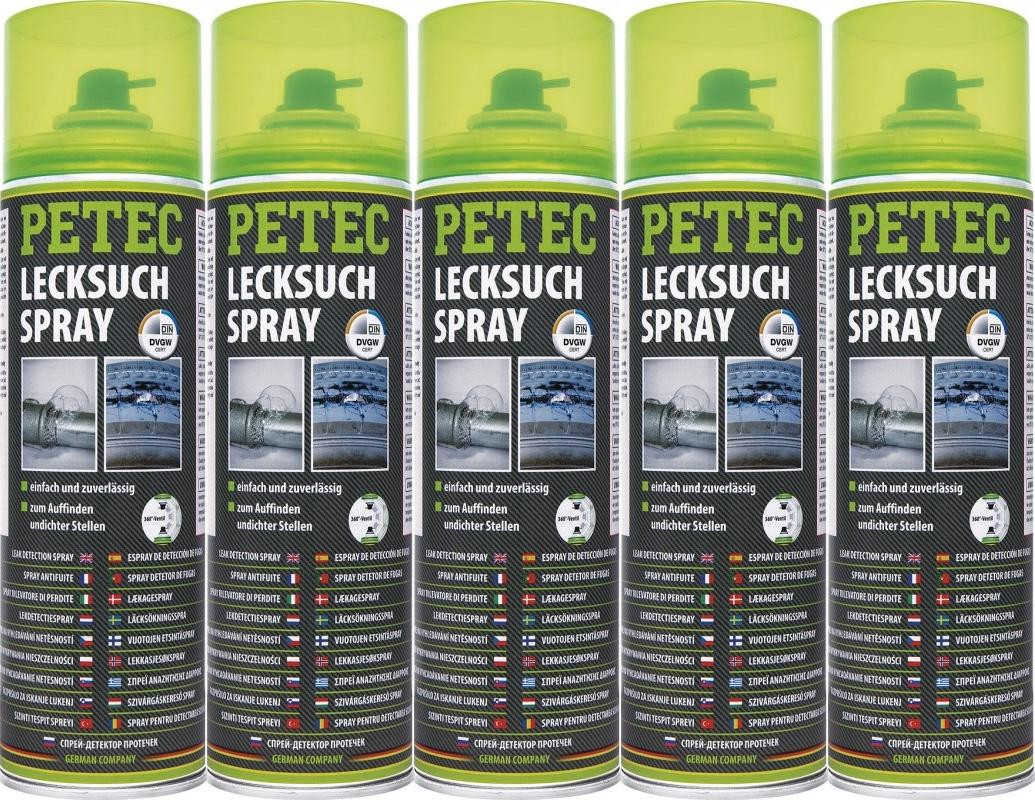 Petec Lecksuchspray 5x 400 Milliliter