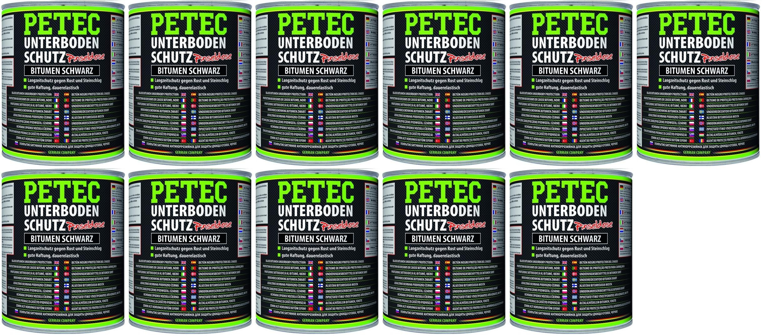 Petec Unterbodenschutz Bitumen Pinseldose schwarz 1000ml 11x 1l = 11 Liter