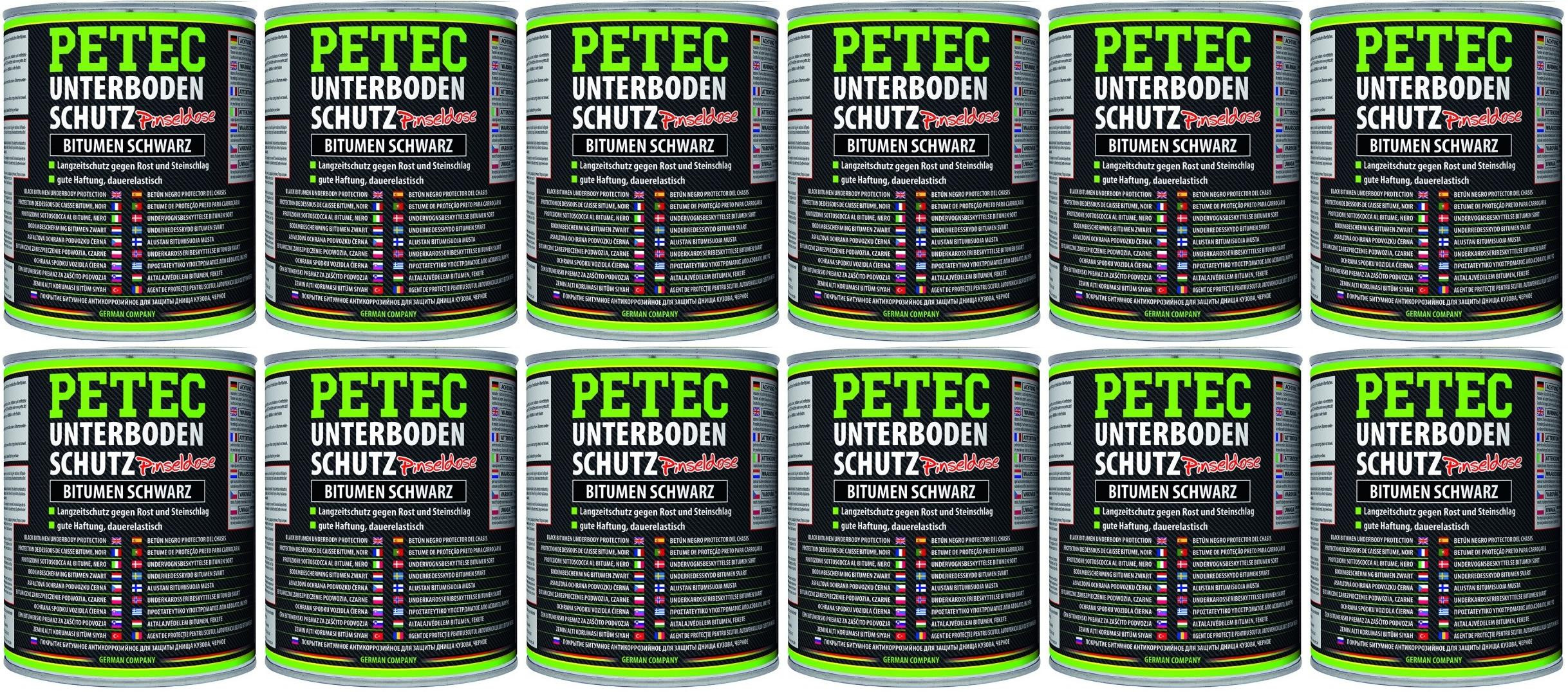 Petec Unterbodenschutz Bitumen Pinseldose schwarz 1000ml 12x 1l = 12 Liter