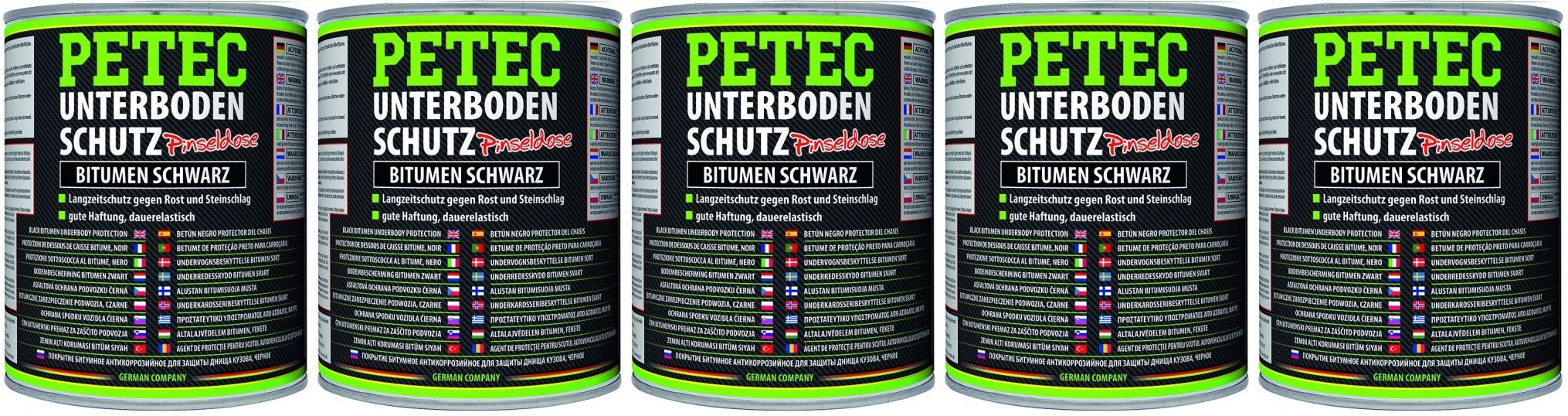 Petec Unterbodenschutz Bitumen Pinseldose schwarz 1000ml 5x 1l = 5 Liter