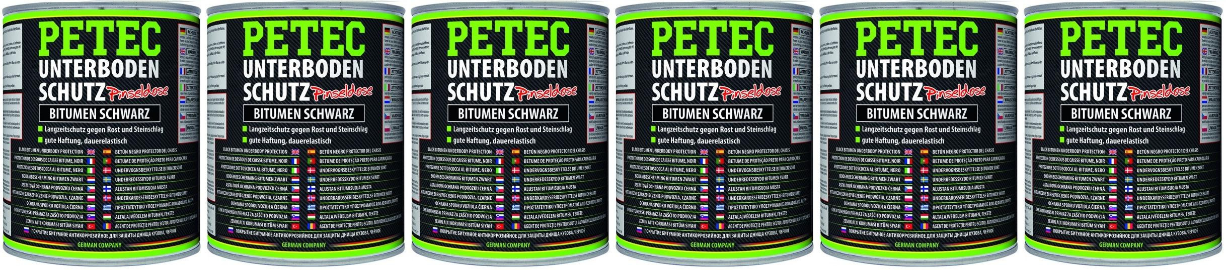 Petec Unterbodenschutz Bitumen Pinseldose schwarz 1000ml 6x 1l = 6 Liter