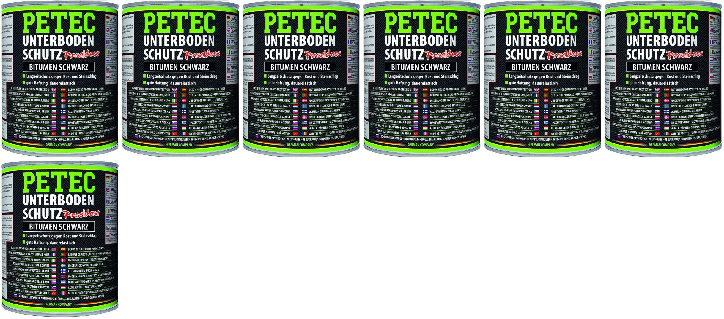 Petec Unterbodenschutz Bitumen Pinseldose schwarz 1000ml 7x 1l = 7 Liter