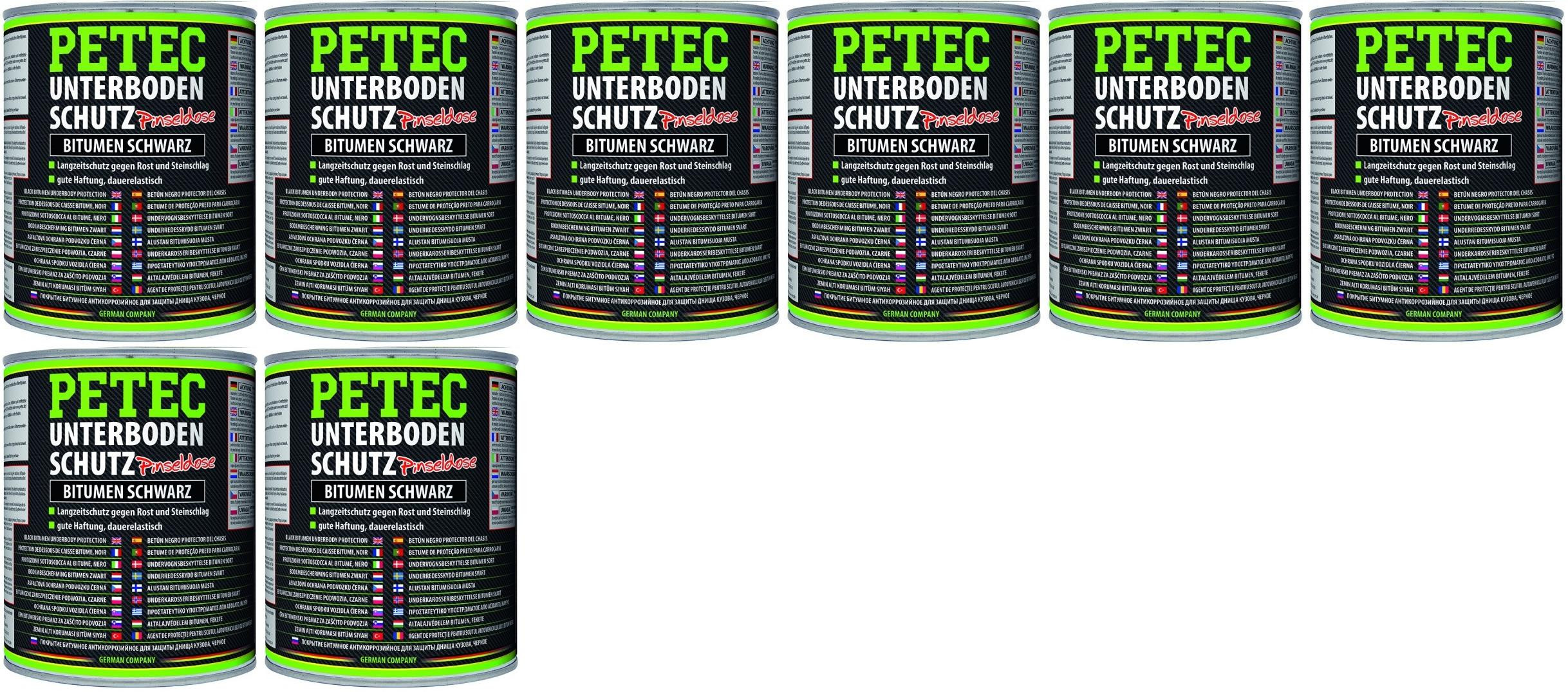 Petec Unterbodenschutz Bitumen Pinseldose schwarz 1000ml 8x 1l = 8 Liter