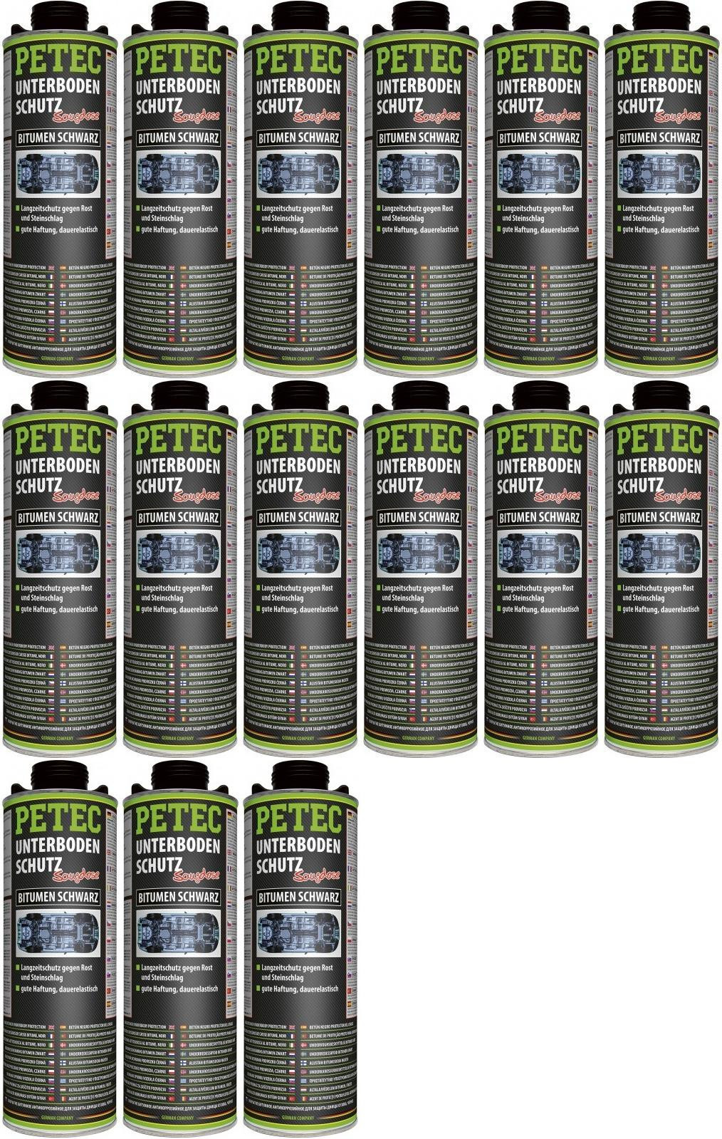 Petec Unterbodenschutz Bitumen Saugdose schwarz 1000ml 15x 1l = 15 Liter