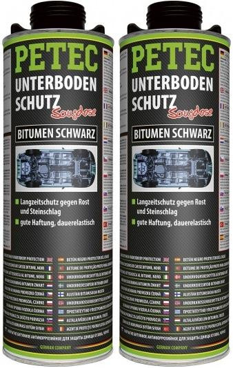 Petec Unterbodenschutz Bitumen Saugdose schwarz 1000ml 2x 1l = 2 Liter