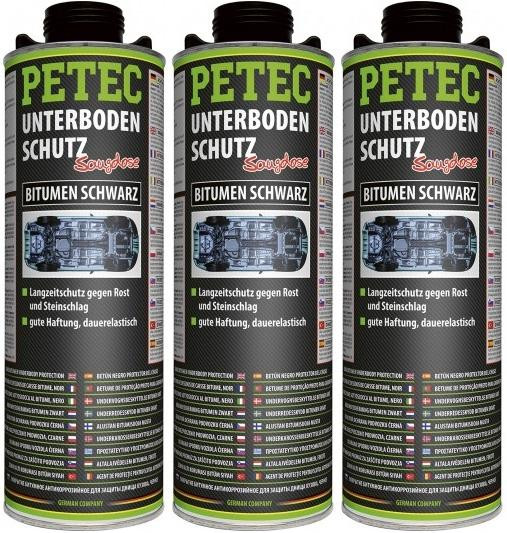 Petec Unterbodenschutz Bitumen Saugdose schwarz 1000ml 3x 1l = 3 Liter