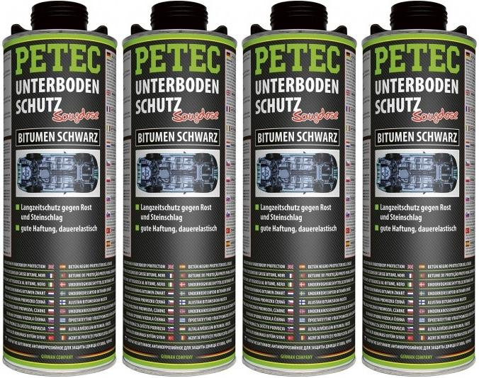 Petec Unterbodenschutz Bitumen Saugdose schwarz 1000ml 4x 1l = 4 Liter