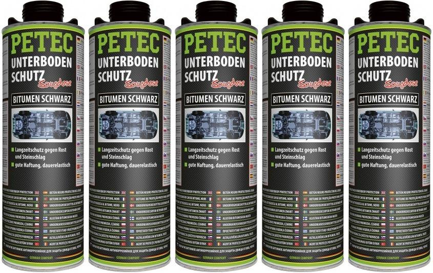 Petec Unterbodenschutz Bitumen Saugdose schwarz 1000ml 5x 1l = 5 Liter