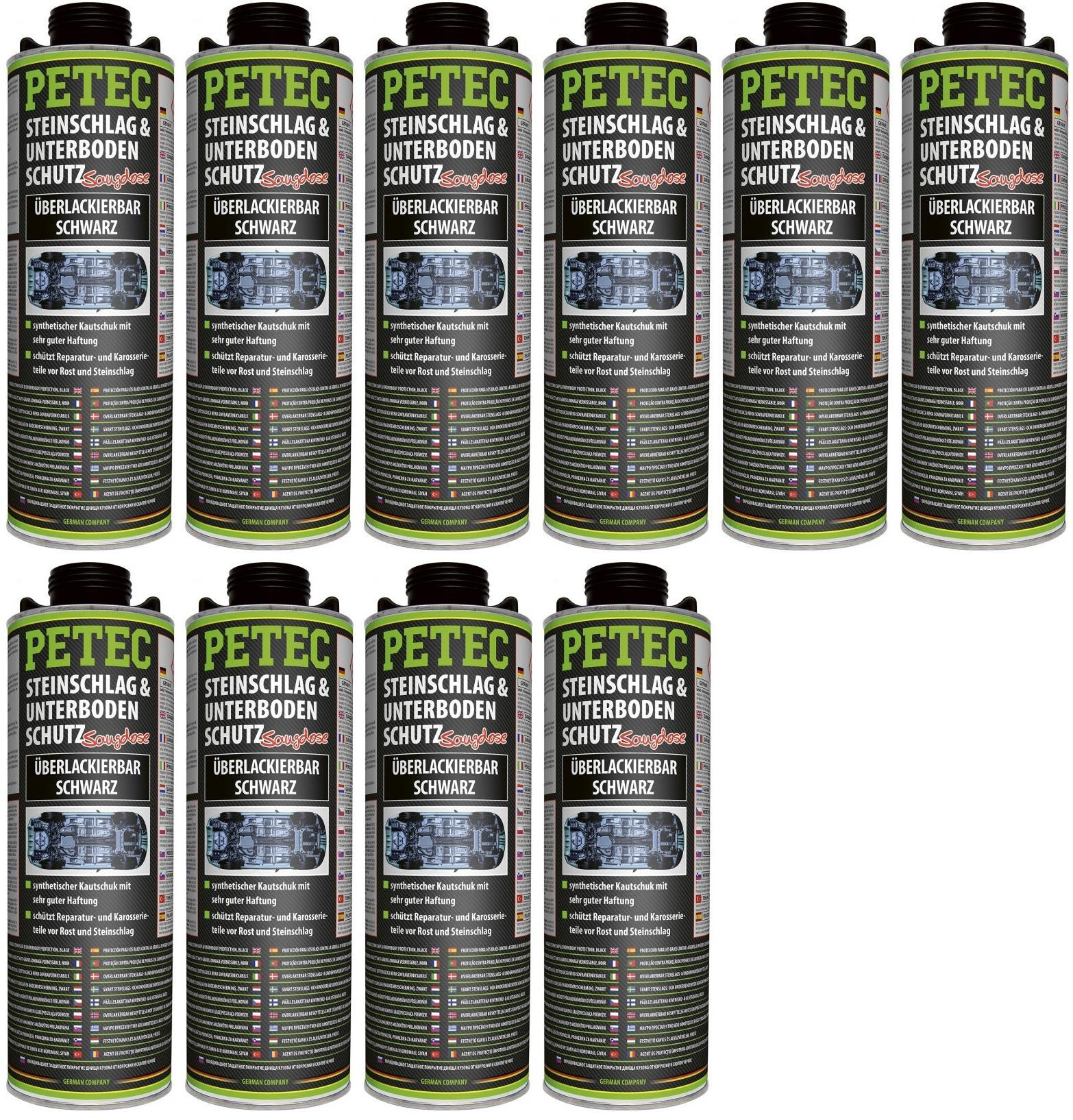 Petec Unterbodenschutz, Überlackierbar schwarz 1000ml Saugdose 10x1l=10 Liter
