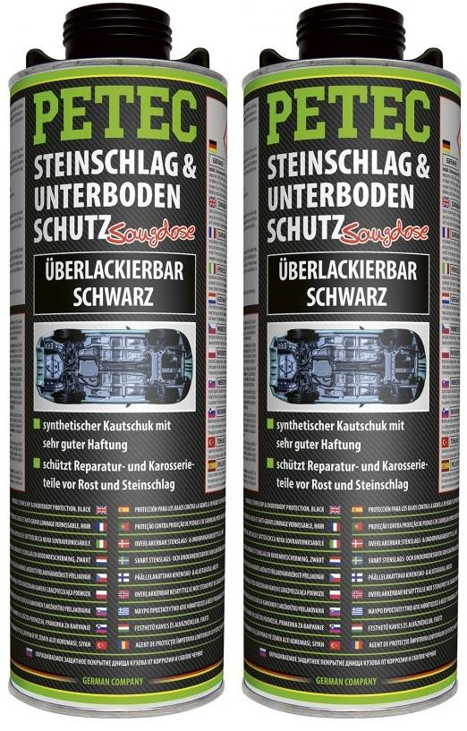 Petec Unterbodenschutz, Überlackierbar schwarz 1000ml Saugdose 2x 1l = 2 Liter