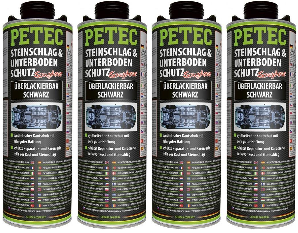 Petec Unterbodenschutz, Überlackierbar schwarz 1000ml Saugdose 4x 1l = 4 Liter