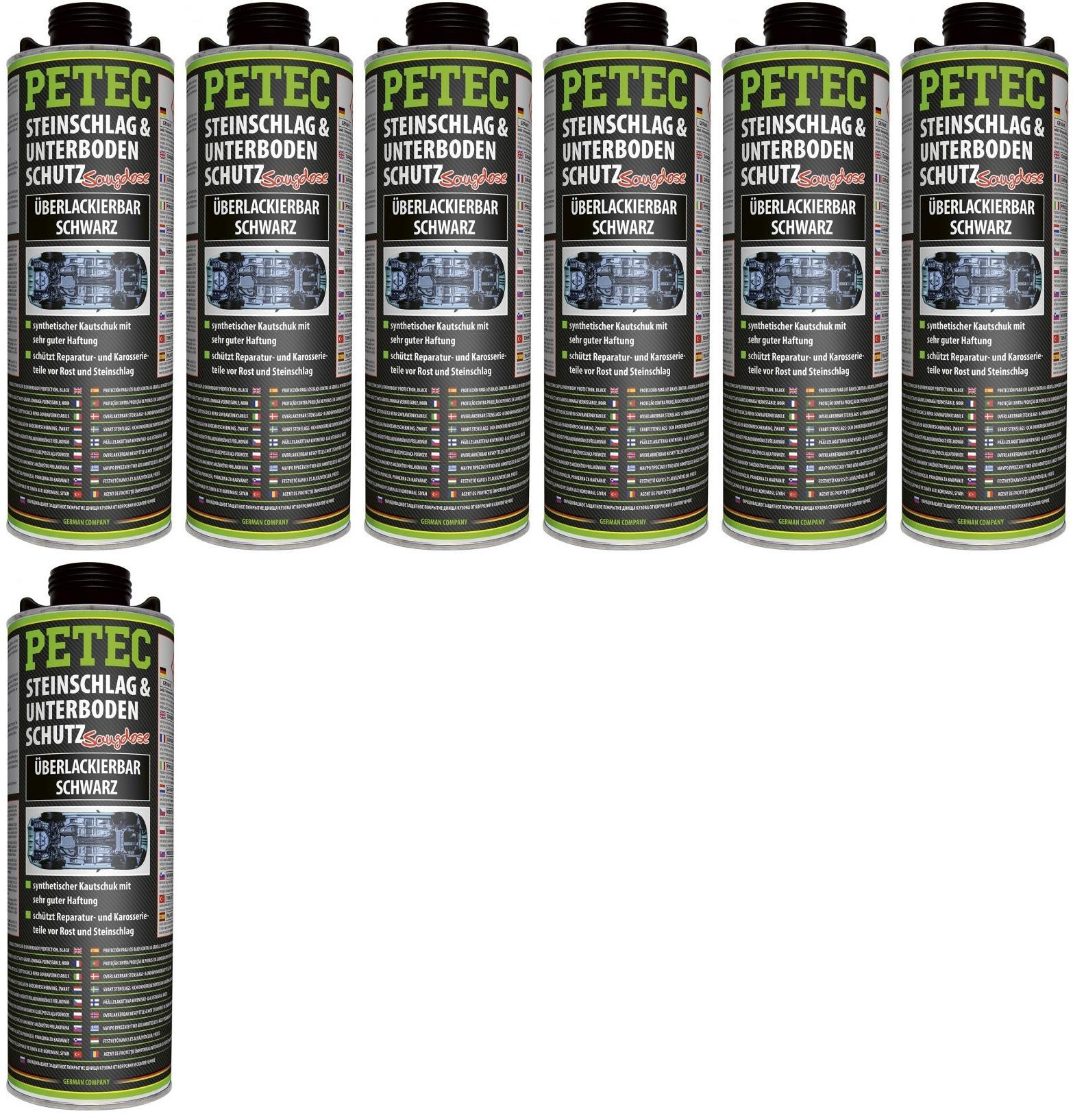 Petec Unterbodenschutz, Überlackierbar schwarz 1000ml Saugdose 7x 1l = 7 Liter
