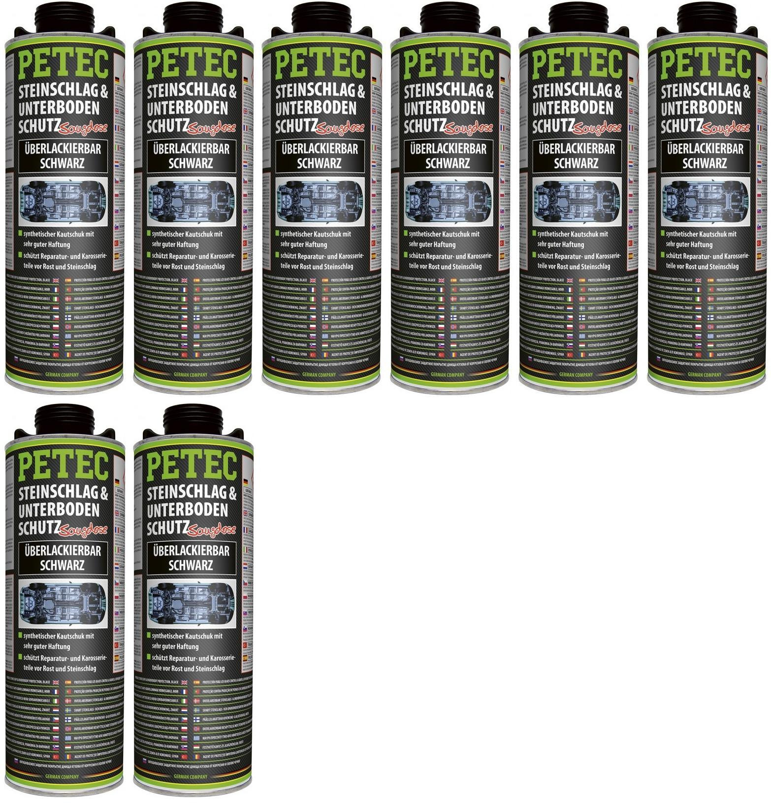 Petec Unterbodenschutz, Überlackierbar schwarz 1000ml Saugdose 8x 1l = 8 Liter