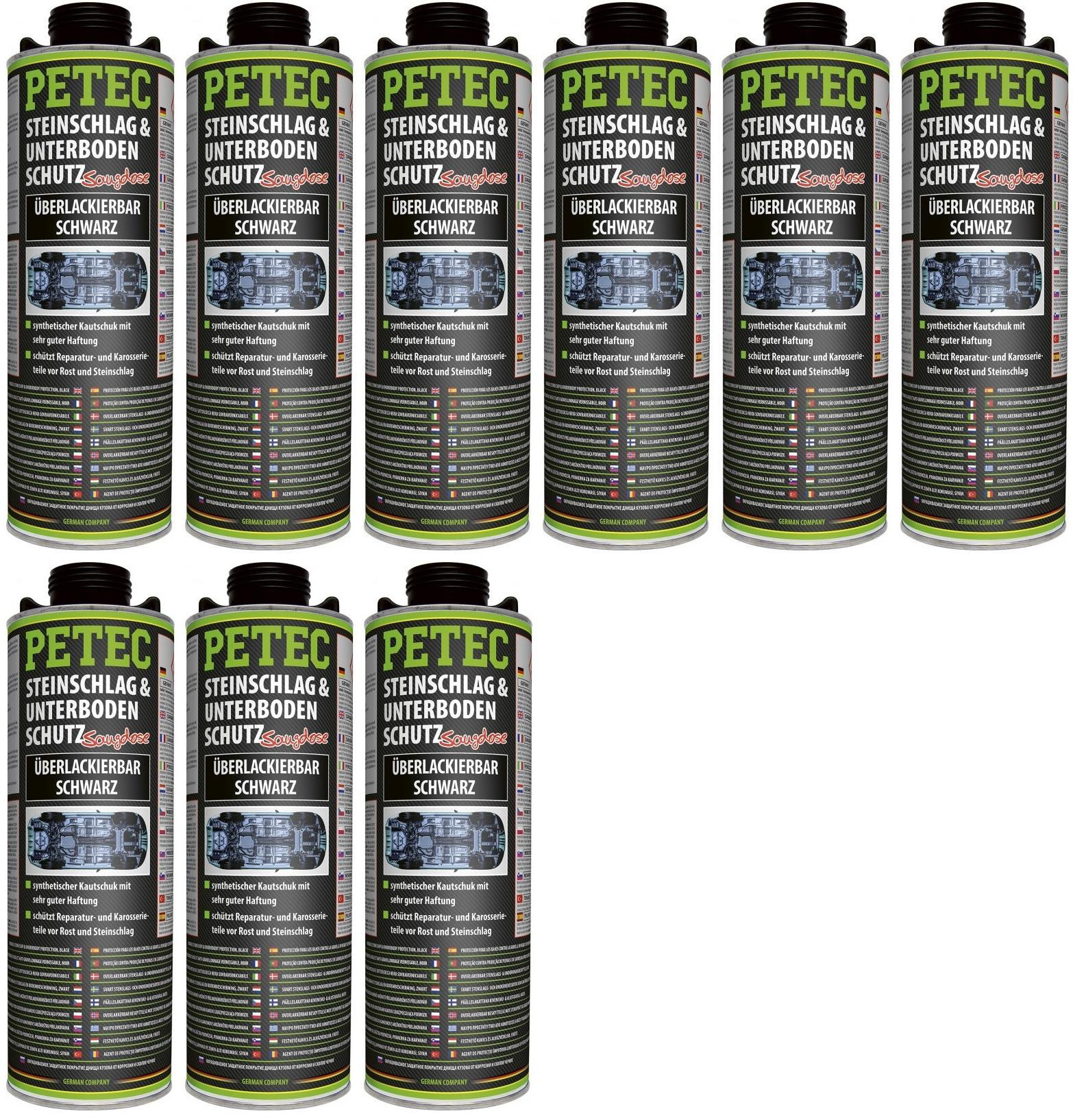 Petec Unterbodenschutz, Überlackierbar schwarz 1000ml Saugdose 9x 1l = 9 Liter