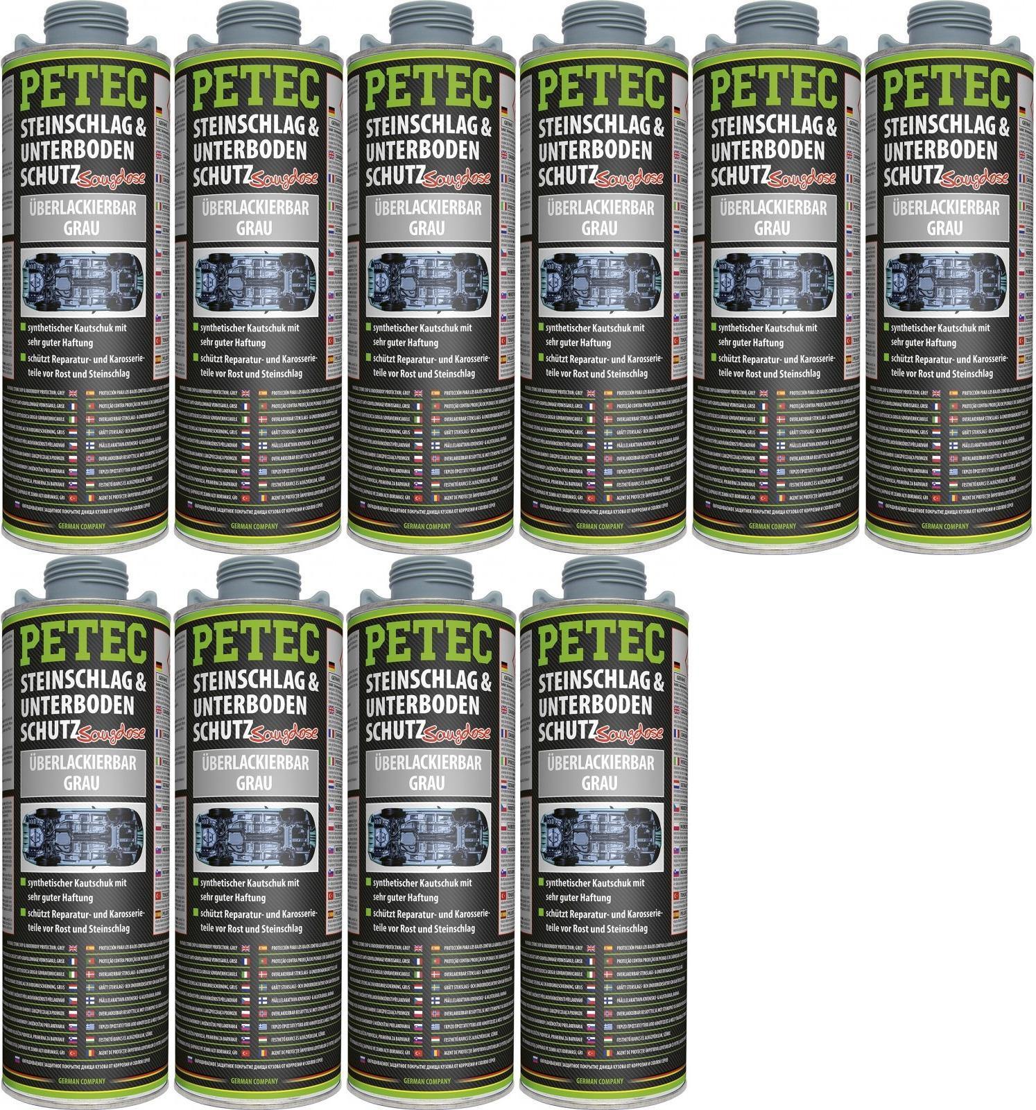 Petec Unterbodenschutz, Überlackierbar grau 1000ml Saugdose 10x 1l = 10 Liter