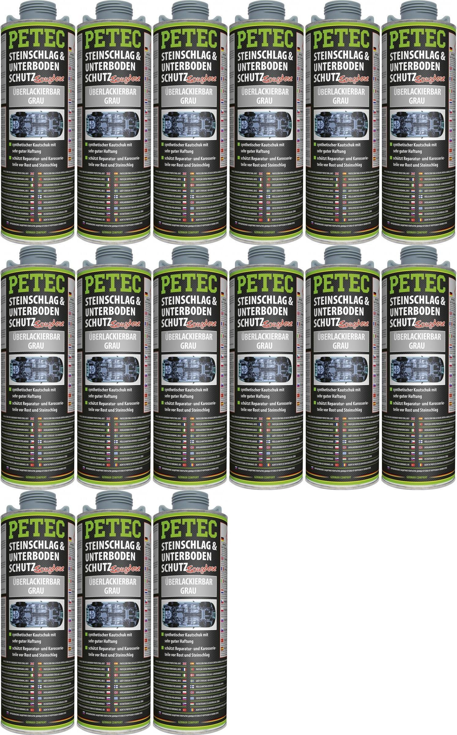 Petec Unterbodenschutz, Überlackierbar grau 1000ml Saugdose 15x 1l = 15 Liter