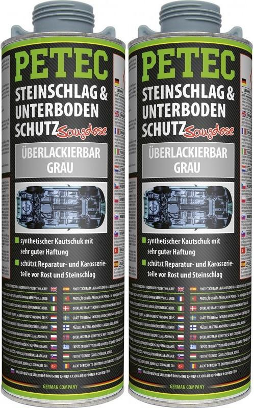 Petec Unterbodenschutz, Überlackierbar grau 1000ml Saugdose 2x 1l = 2 Liter