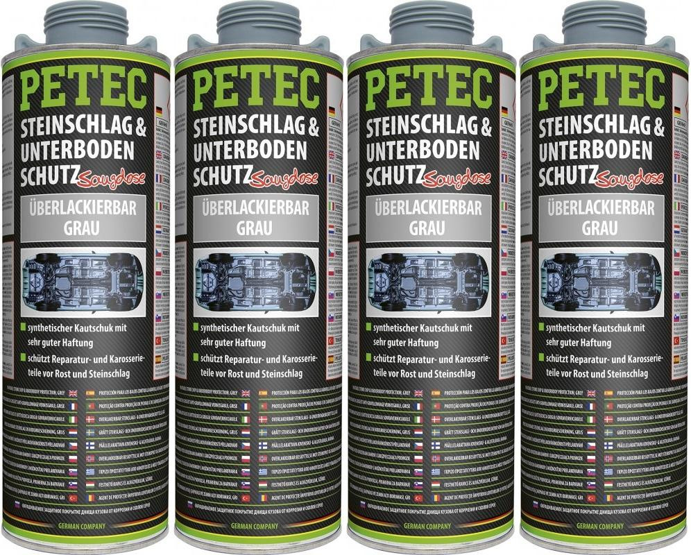 Petec Unterbodenschutz, Überlackierbar grau 1000ml Saugdose 4x 1l = 4 Liter