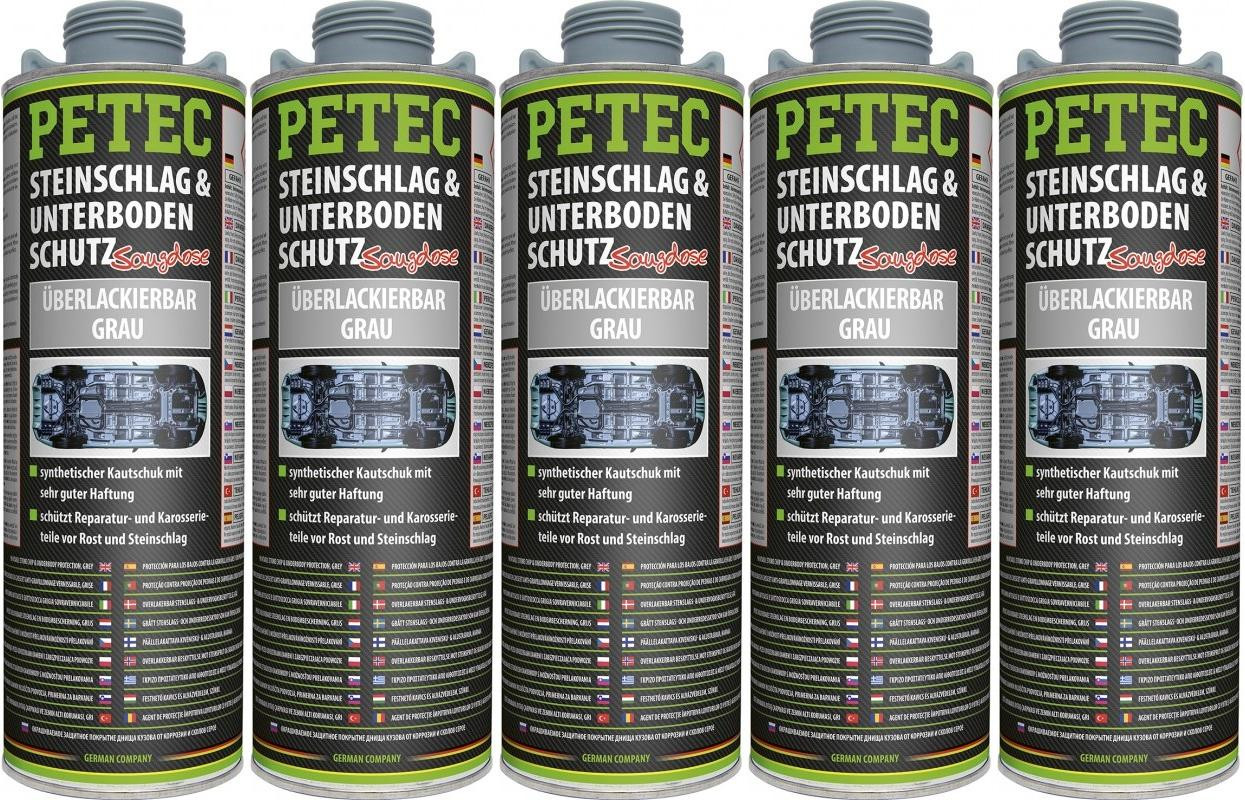 Petec Unterbodenschutz, Überlackierbar grau 1000ml Saugdose 5x 1l = 5 Liter
