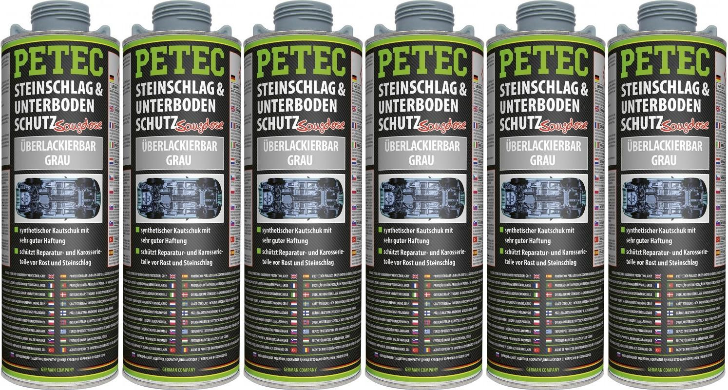 Petec Unterbodenschutz, Überlackierbar grau 1000ml Saugdose 6x 1l = 6 Liter