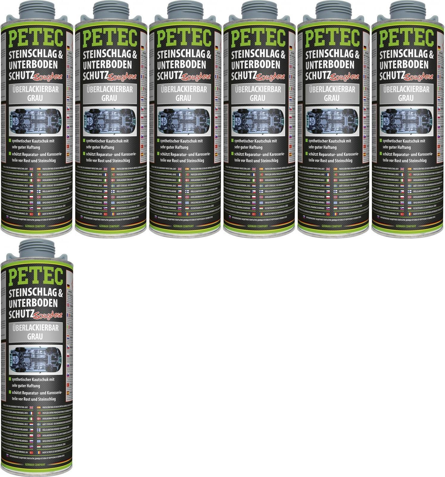 Petec Unterbodenschutz, Überlackierbar grau 1000ml Saugdose 7x 1l = 7 Liter