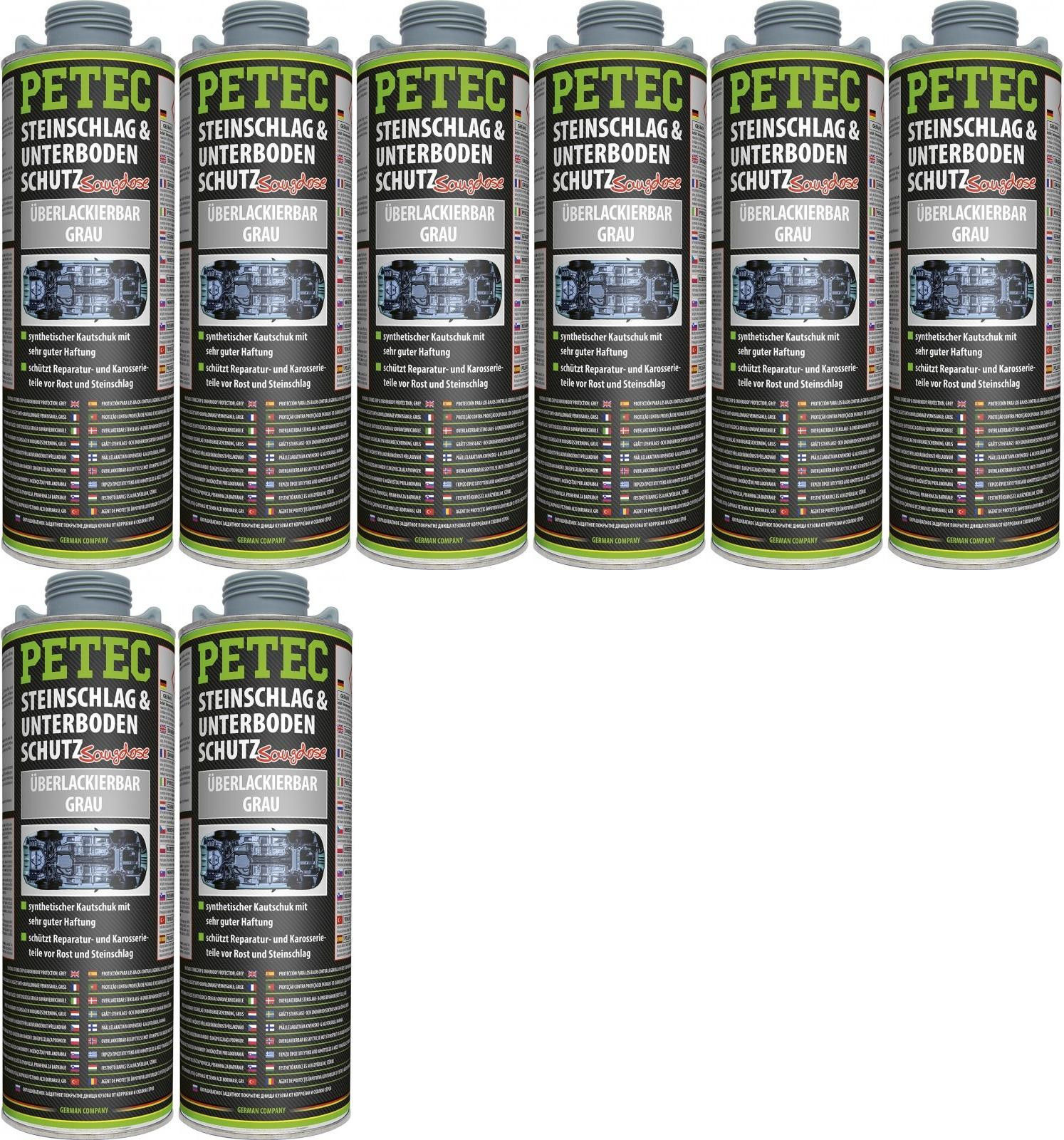 Petec Unterbodenschutz, Überlackierbar grau 1000ml Saugdose 8x 1l = 8 Liter