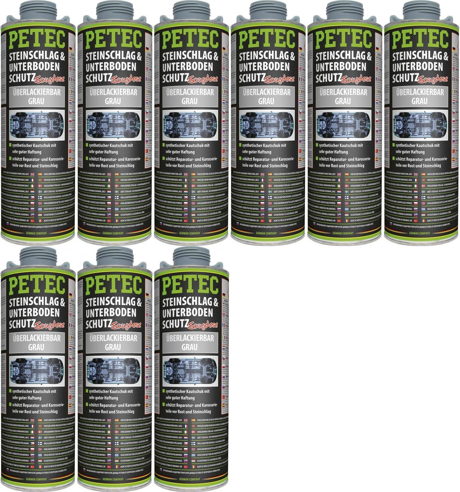 Petec Unterbodenschutz, Überlackierbar grau 1000ml Saugdose 9x 1l = 9 Liter