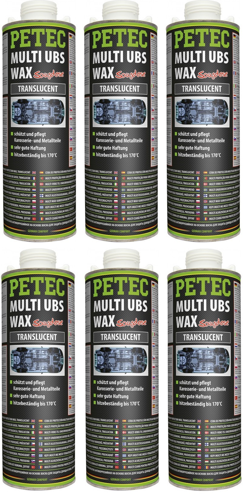 Petec Multi UBS WAX transparent 1000ml Saugdose 6x 1l = 6 Liter