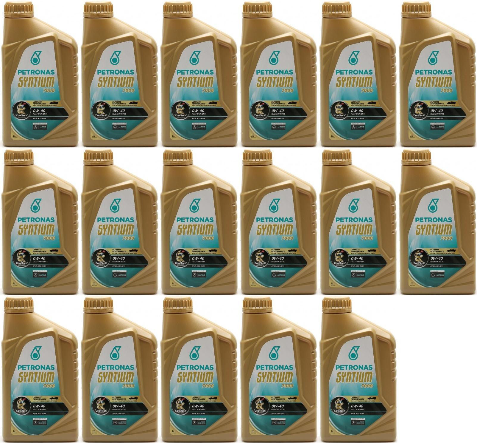 Petronas Syntium 7000 0W-40 Motoröl 17x 1l = 17 Liter