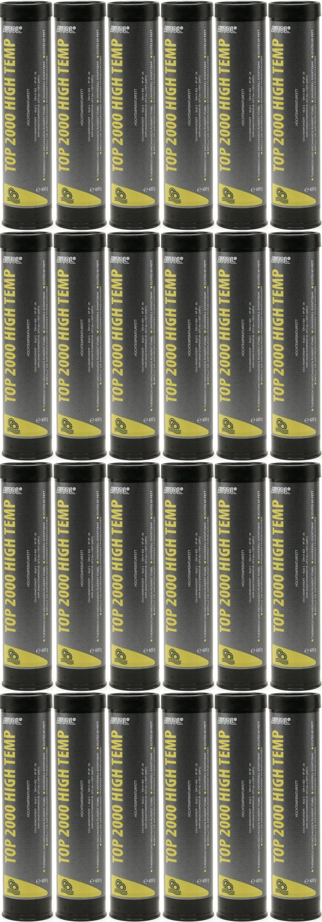 AUTOL TOP 2000 HIGH TEMP Lagerfett Hochtemperatur Fett Kartusche 24x 400 Gramm