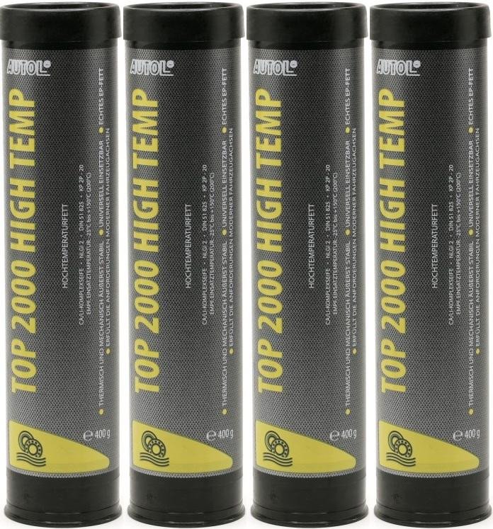 AUTOL TOP 2000 HIGH TEMP Lagerfett Hochtemperatur Fett Kartusche 4x 400 Gramm