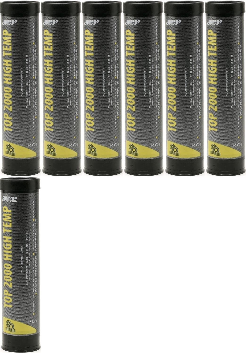 AUTOL TOP 2000 HIGH TEMP Lagerfett Hochtemperatur Fett Kartusche 7x 400 Gramm
