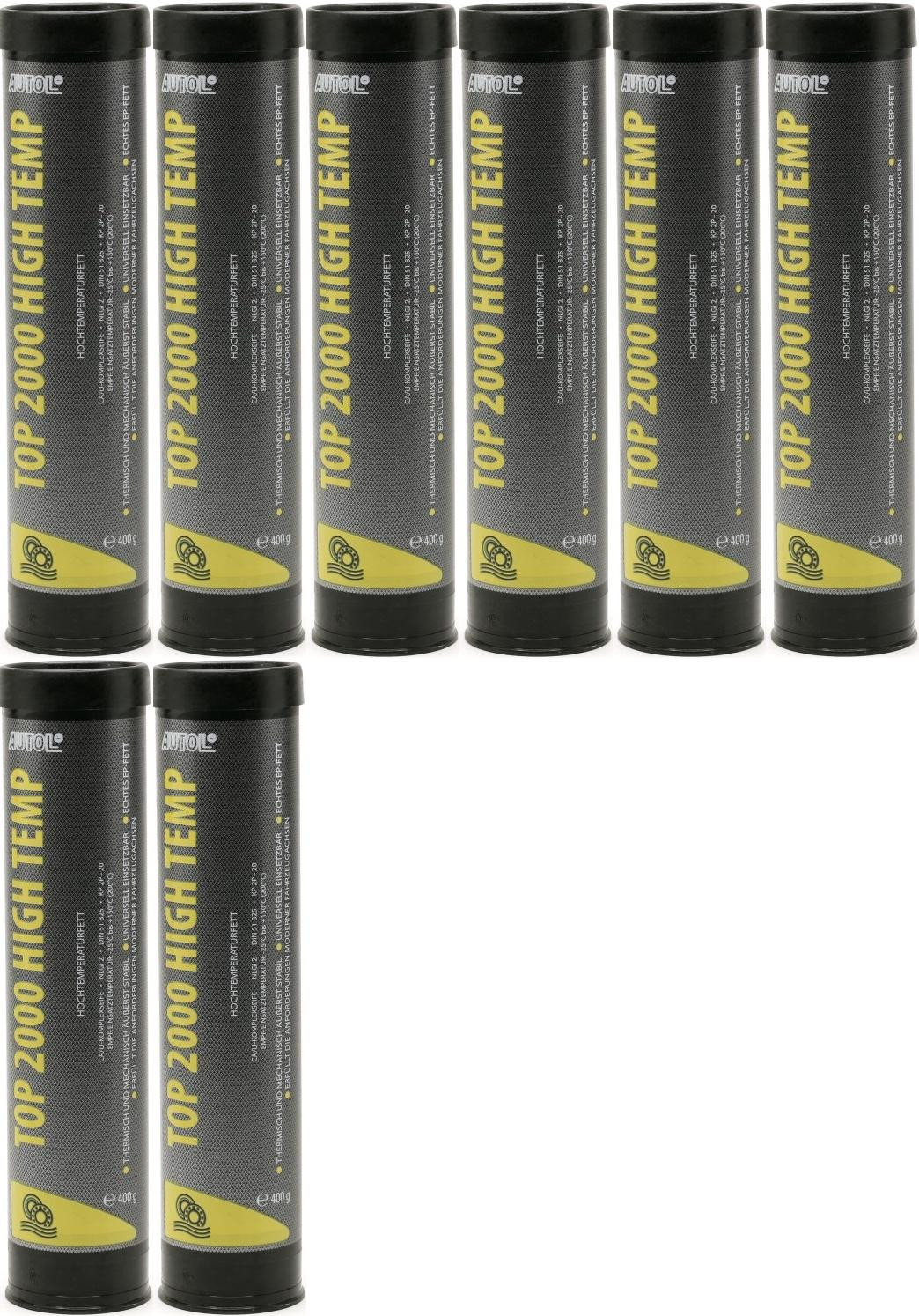 AUTOL TOP 2000 HIGH TEMP Lagerfett Hochtemperatur Fett Kartusche 8x 400 Gramm